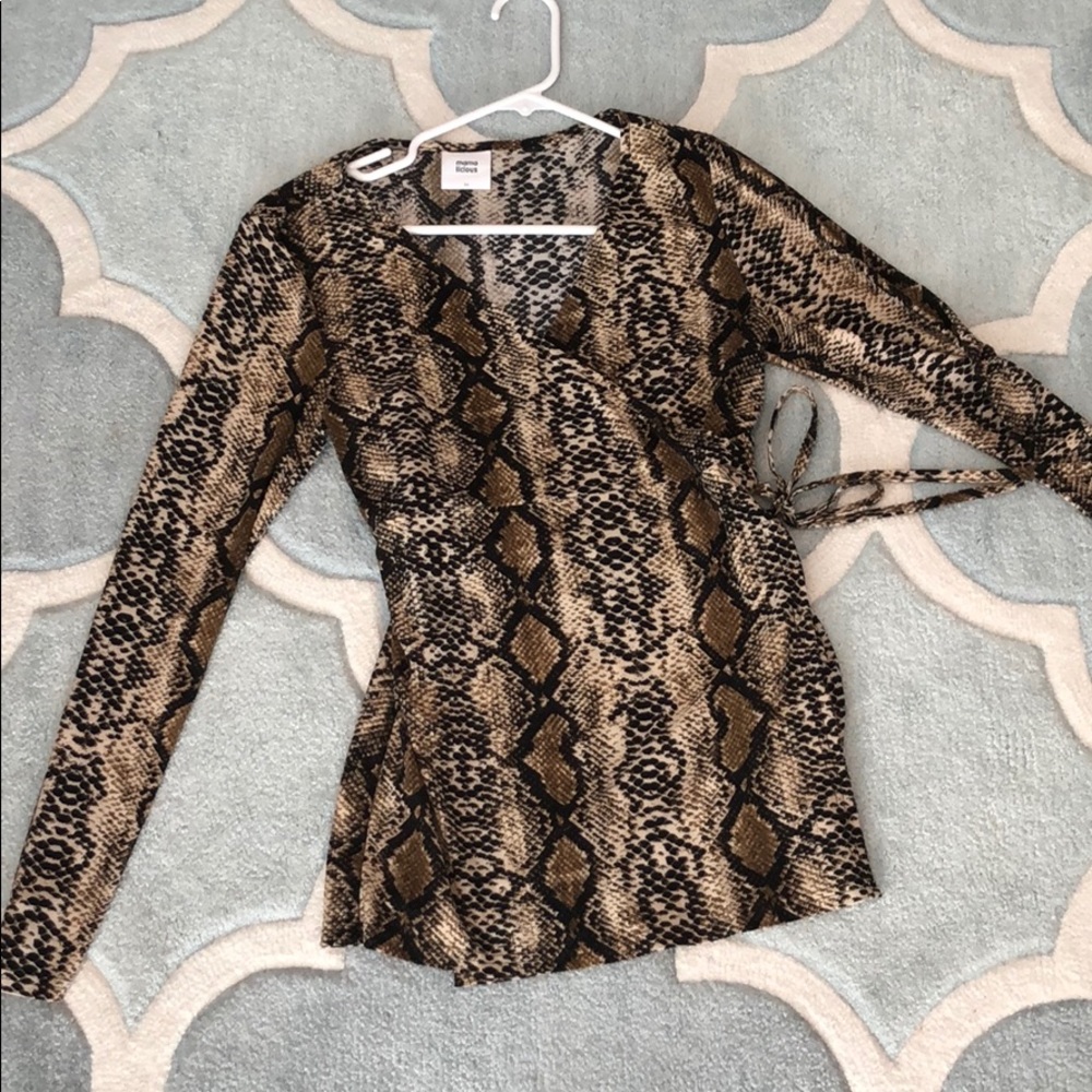 Soft snake print wrap maternity top